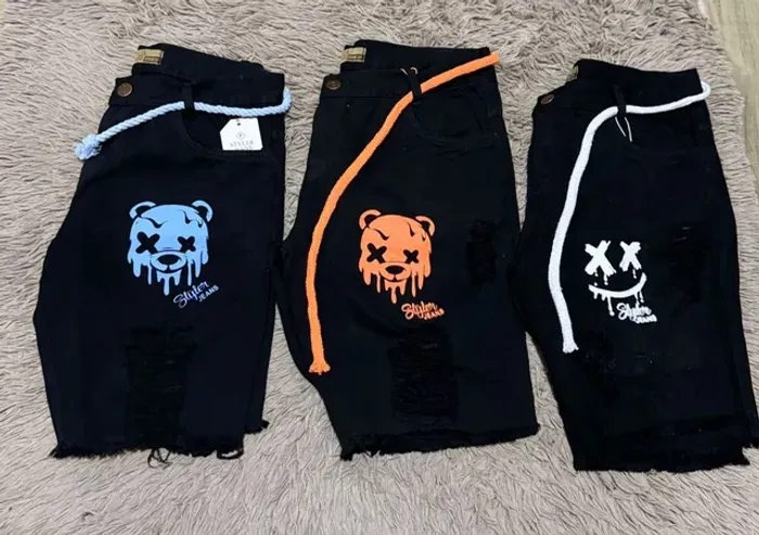 Bermuda modelos jeans com cordinha pontuação disponível do 36 ao 46