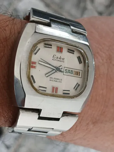 Relógio suíço Eska Automático Vintage década de 1970