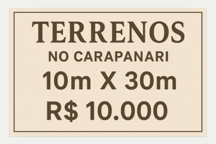 terrenos no carapanari 10m x 30m