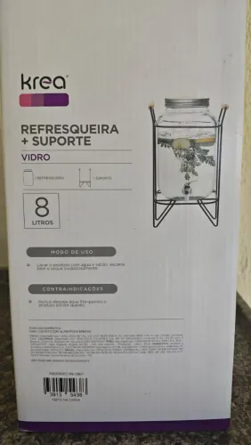 Refresqueira de Vidro 8 Litros com Suporte Krea