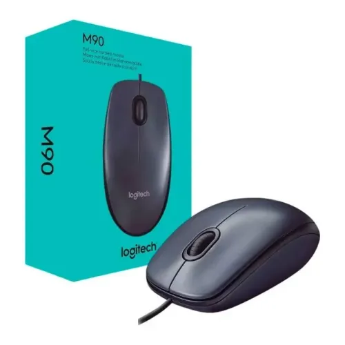 Mouse com fio USB Logitech M90 com Design Ambidestro e Facilidade Plug and Play
