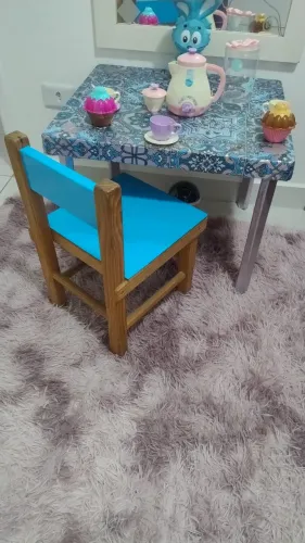 Mesa infantil com cadeira madeira