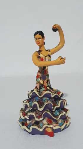Linda Estatueta Bailarina Flamenco em mosaico resina