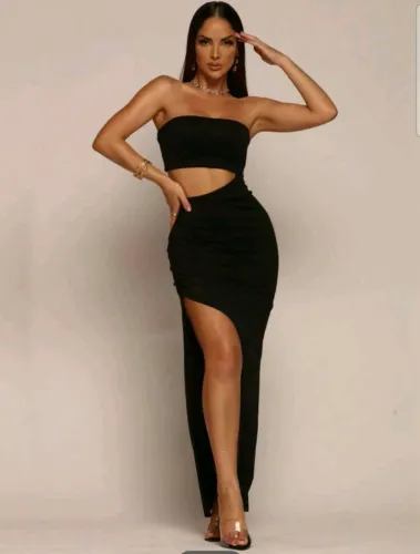 Vestido Longo Preto com Fenda