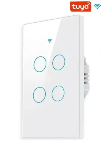 Interruptor Inteligente 4 Canais de Toque Sem Fio Neutro Alexa Google Home Smart COD-AM615