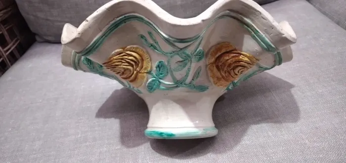 Vaso fruteira cerâmica louca antiga 