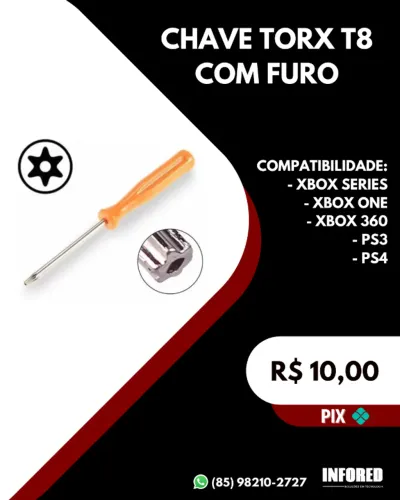 Chave Torx T8 com furo