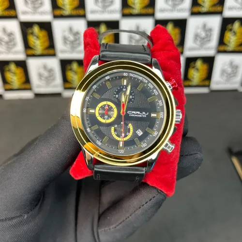 Queima de Estoque - Relógio Masculino Crrju Couro - 3ATM - NOVO