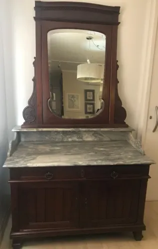 Cômoda Lavatório Império 1890/1900 Mármore Carrara Italiano Original