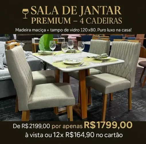 Mesa de jantar MADEIRA MACIÇA tampo de Vidro FÁBRICA
