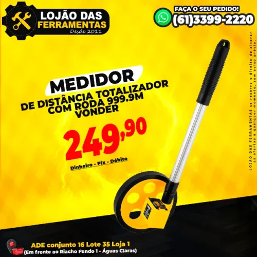 Medidor de Distância Totalizador Com Roda 999.9M Vonder