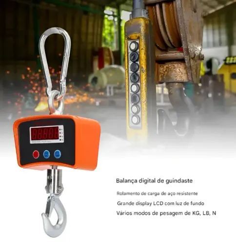 Balança Digital Suspensa 500kg Gancho Industrial