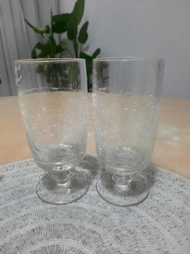 2 taças em cristal craquelado