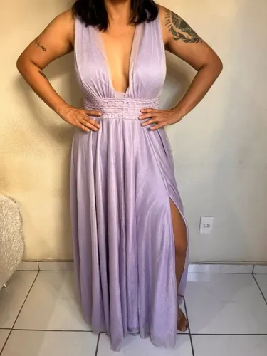 Vestido de Festa Lavanda GG - Fenda Elegante - Usado 1x - Oportunidade