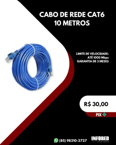 Cabo de Rede CAT6 10 Metros