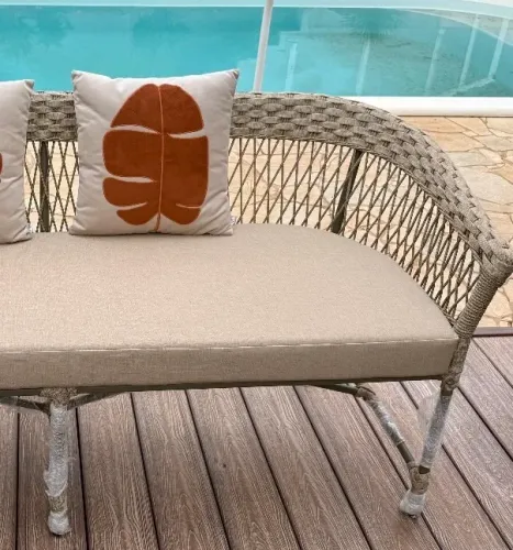 Sofa área externa gourmet alumínio corda nautica 