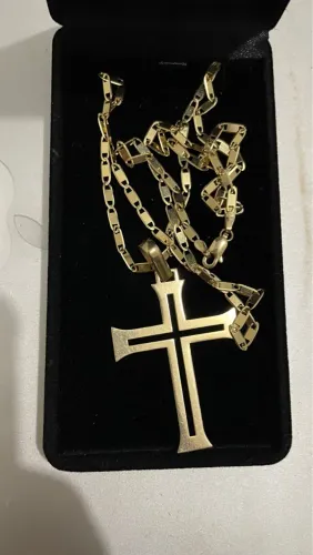 10g de Ouro Corrente Masculina de Pescoço Cordão de Ouro 18k Maciço Piastrine