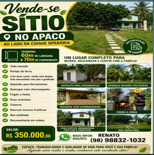 Vende-se um sítio no Apaco - Cidade Operária