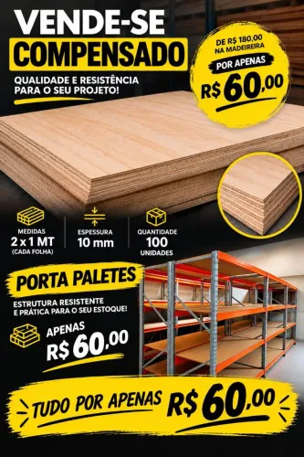 Compensado no tamanho 2m X 1m X 10mm