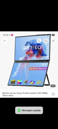 Monitor Gamer Duplo Portátil UPERFECT 18.5" - Zerado completo todos assessórios