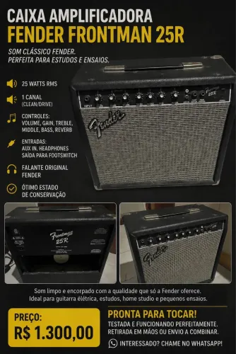 Amplificador Fender Frontman 25R Original - 25W RMS com Reverb | Excelente Estado