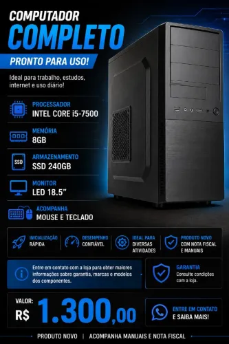 Computador Completo Intel Core i5-7500 - Pronto para Uso