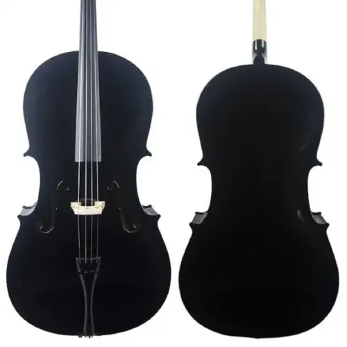 violoncelo 4/4 eletrico e acustico preto fosco luthieria prosperar arco crina e breu capta