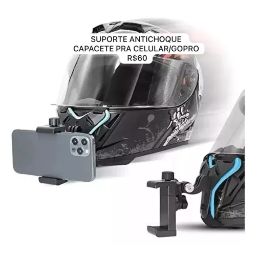 SUPORTE ANTI CHOQUE CAPACETE CELULAR/GOPRO