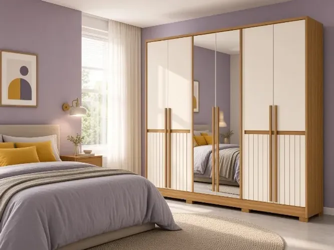 Guarda-Roupa Alasca 6 Portas 2,16m com Espelho (NOVO A PRONTA ENTREGA)