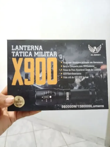 Lanterna Tática Militar Led X900 C/ Bateria Recarregável Cor Da Lanterna Preto Cor Da Luz 