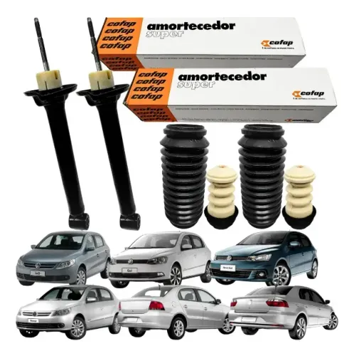 Kit 2 Amortecedor Traseiros Gol Voyage G5 G6 + Kits Batentes