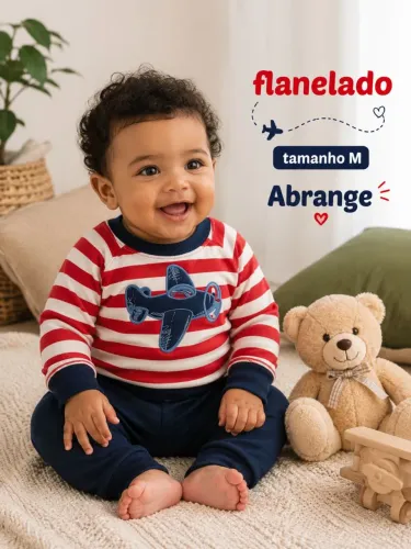 Conjunto moletom flanelado abrange bebê tam m
