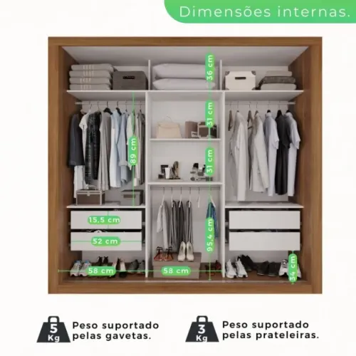 Guarda-Roupa Casal 3 Portas com Espelho Central 4 Gavetas R$ 800,00- Pix ou cartão