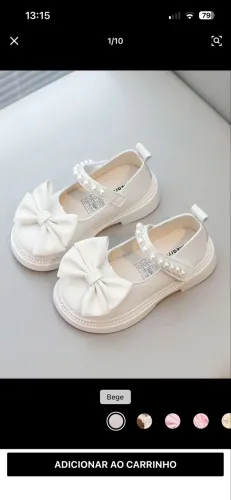 Sandália Infantil Branca com Laço e Pérolas - Nova