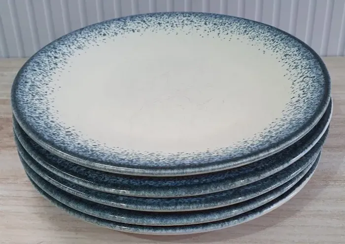 Jogo 5 Pratos De Sobremesa Em Porcelana Dots Spicy (21cm) - Azul
