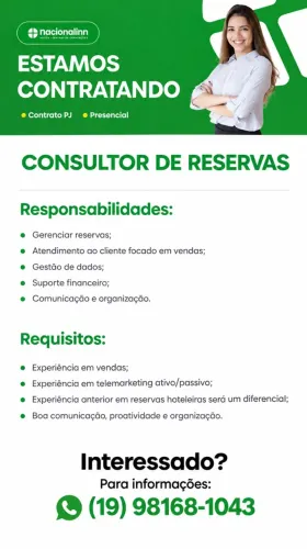 Consultor de reservas - Hotelaria