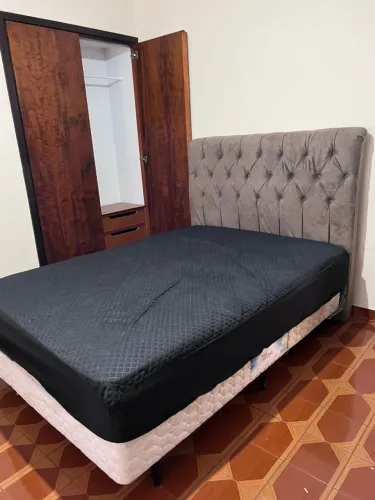 Cama de Casal + Colchão + Cabeceira Estofada