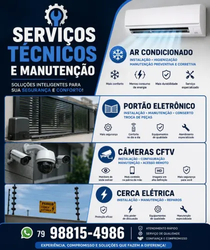 Técnico em cerca, cftv, portão eletrônico e ar condicionado 