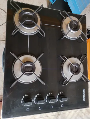 Fogão Cooktop Chamalux 04 bocas acendimento automático com mangueira e registro