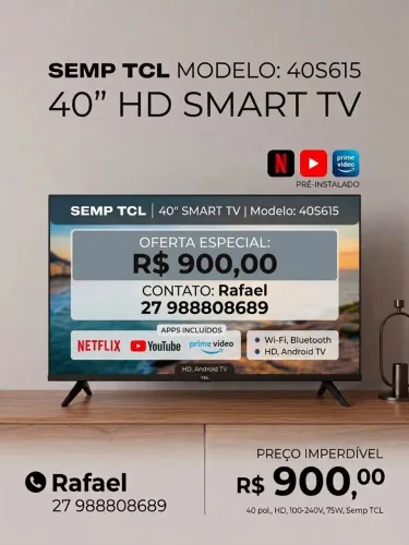 Smart TV LED 40" SEMP TCL (Android) - Impecável