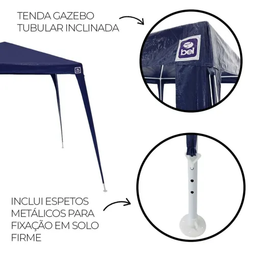 Tenda gazebo 3 x 3 azul nova