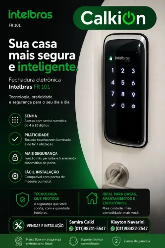 Venda e instalação de fechaduras eletrônica Intelbras FR101