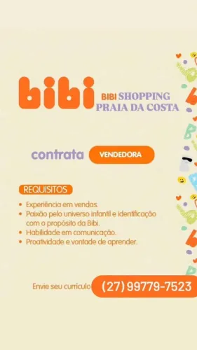 VAGA PARA VENDEDORA