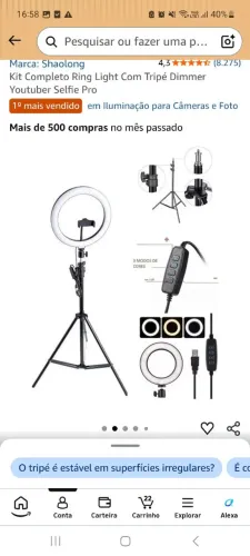 Kit Completo Ring Light Com Tripé Dimmer