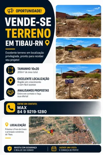Terreno a venda em Tibau-RN