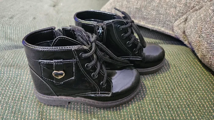 Bota Coturno Infantil Verniz Preto - Tamanho 25