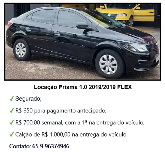 Locação Semanal Prisma Joy 1.0 2019