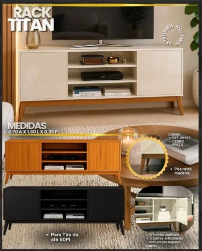 Rack de TV titan 1,60m novo na caixa- entregamos e montamos