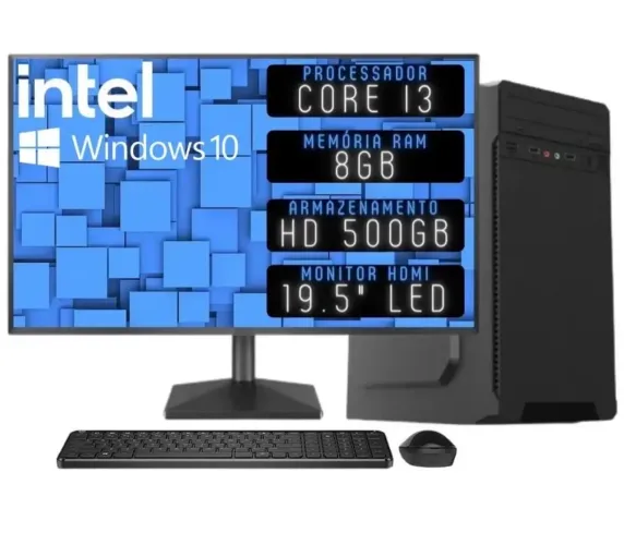Computador Completo 3green Desktop Intel Core i7 16GB Monitor 19.5