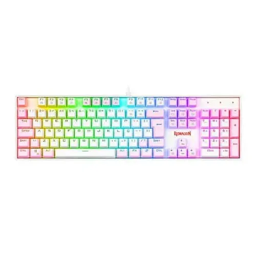 TECLADO MECANICO GAMER REDRAGON MITRA BRANCO E ROSA RGB COM SWITCH AZUL K551W P-RGB (PTBLU